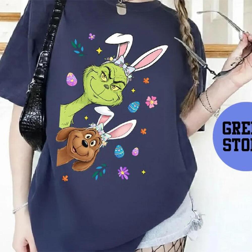 Easter Grinch Bunny T-Shirt, Grinch And Max Easter Eggs Tee, Spring